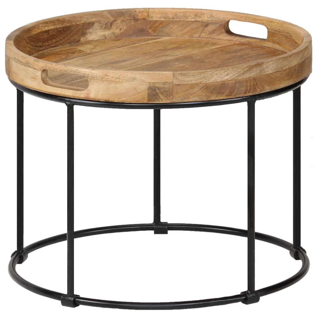vidaXL Coffee Table Solid Mange Wood And Steel 50x40 cm | SKU: 246672 | Barcode: 8718475619413