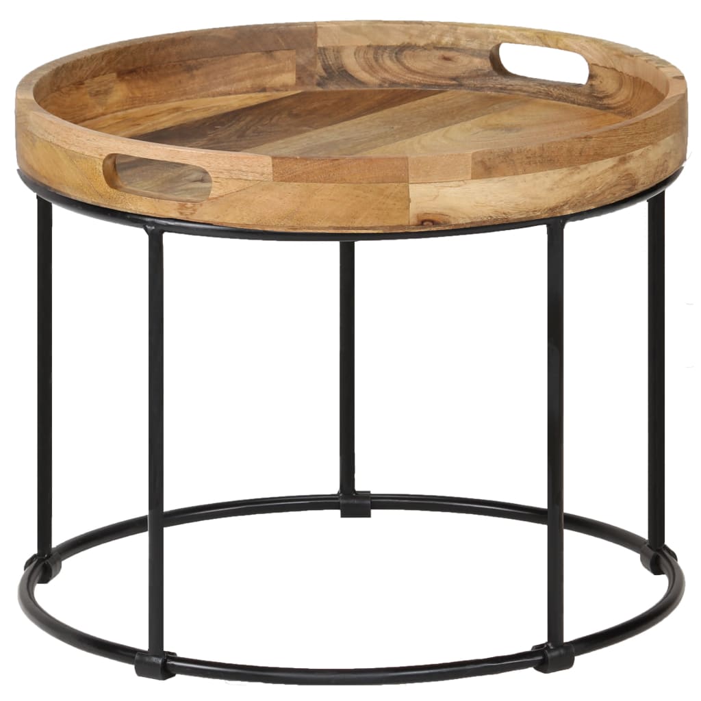 vidaXL Coffee Table Solid Mange Wood And Steel 50x40 cm | SKU: 246672 | Barcode: 8718475619413