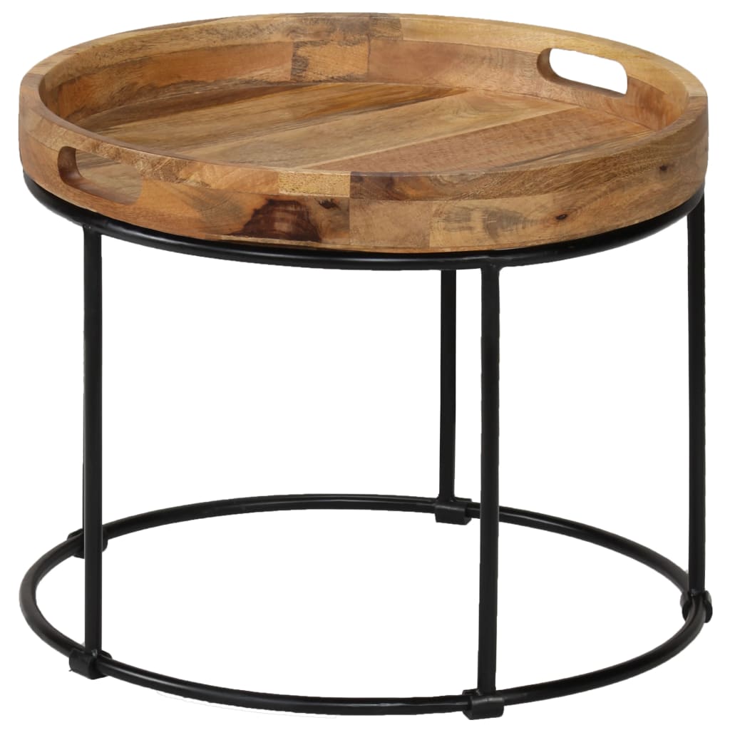 vidaXL Coffee Table Solid Mange Wood And Steel 50x40 cm | SKU: 246672 | Barcode: 8718475619413