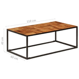 vidaXL Coffee Table 110x60x40 cm Solid Acacia Wood and Steel  | SKU: 246678 | Barcode: 8718475619475