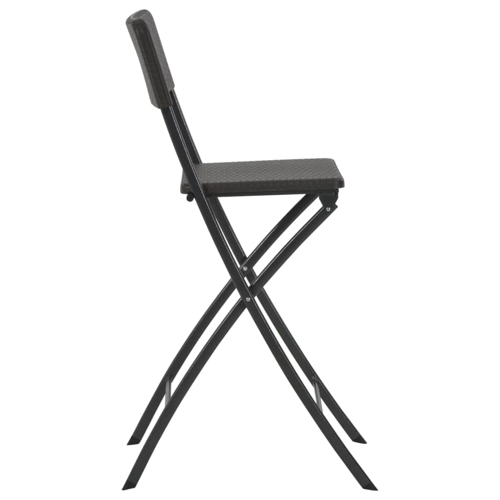 vidaXL Folding Bar Chairs 2 pcs HDPE And Steel Brown Rattan Look | SKU: 44558 | Barcode: 8718475623625