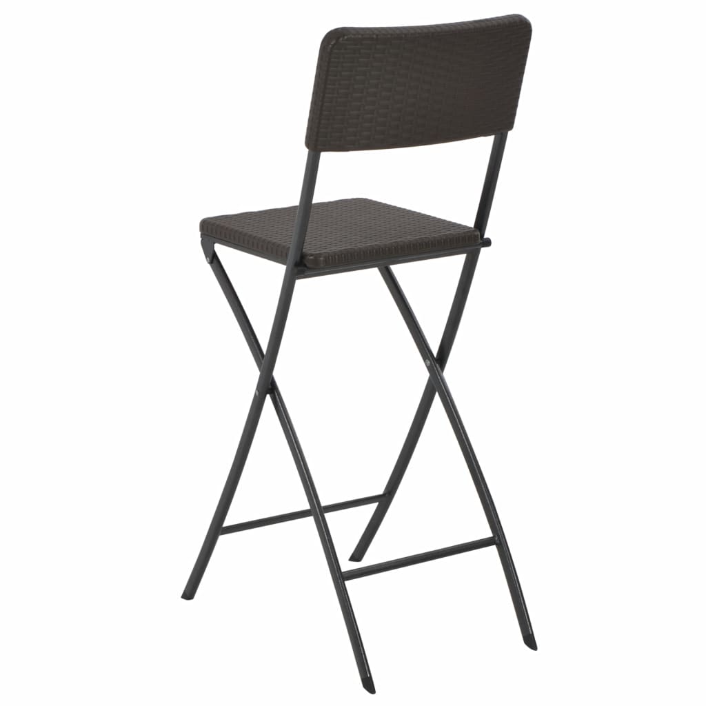 vidaXL Folding Bar Chairs 2 pcs HDPE And Steel Brown Rattan Look | SKU: 44558 | Barcode: 8718475623625