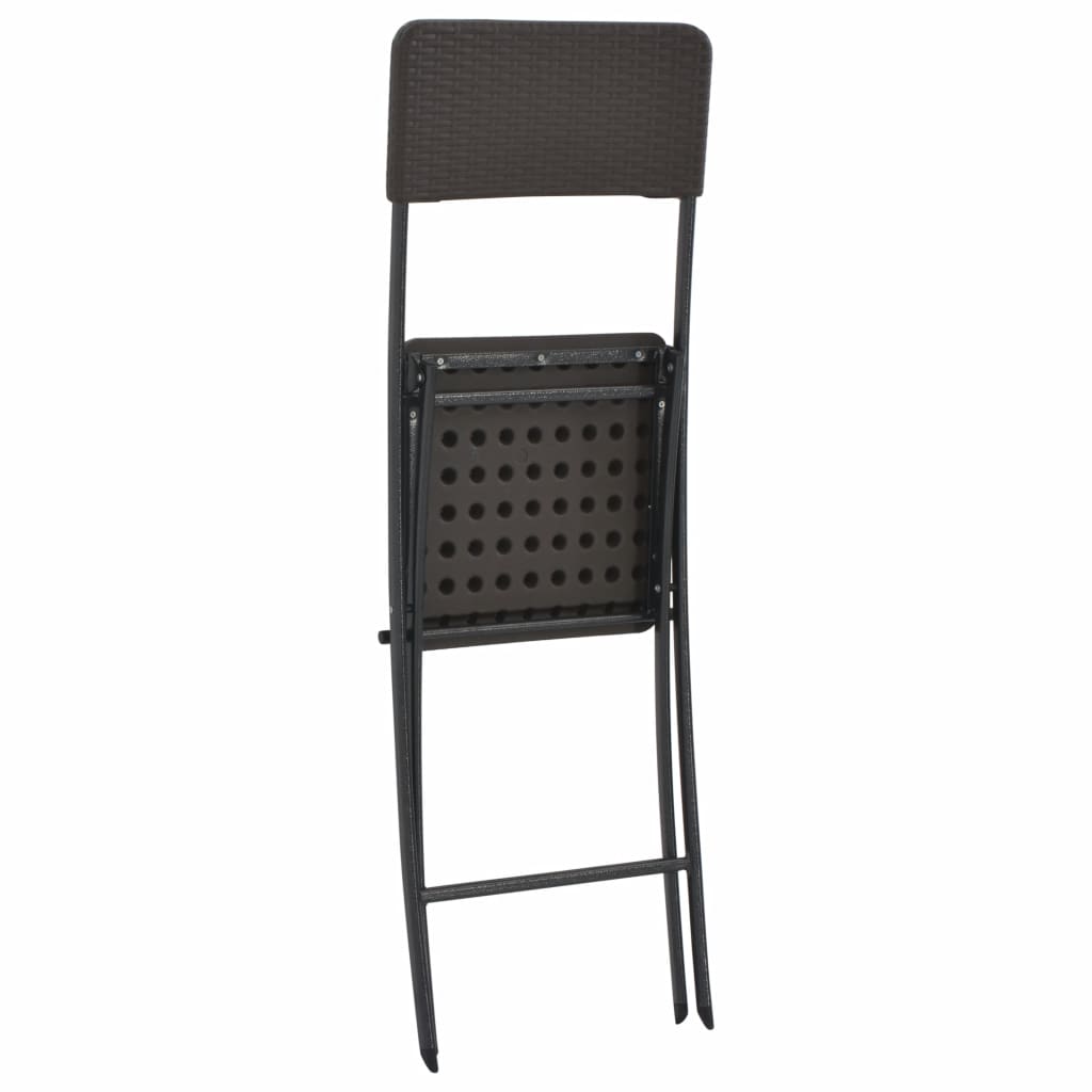 vidaXL Folding Bar Chairs 2 pcs HDPE And Steel Brown Rattan Look | SKU: 44558 | Barcode: 8718475623625