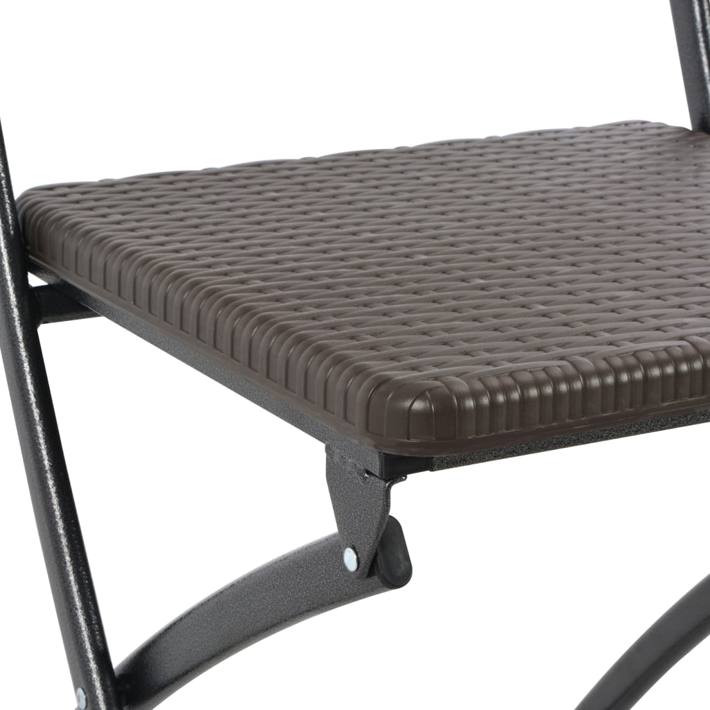 vidaXL Folding Bar Chairs 2 pcs HDPE And Steel Brown Rattan Look | SKU: 44558 | Barcode: 8718475623625