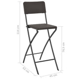 vidaXL Folding Bar Chairs 2 pcs HDPE And Steel Brown Rattan Look | SKU: 44558 | Barcode: 8718475623625