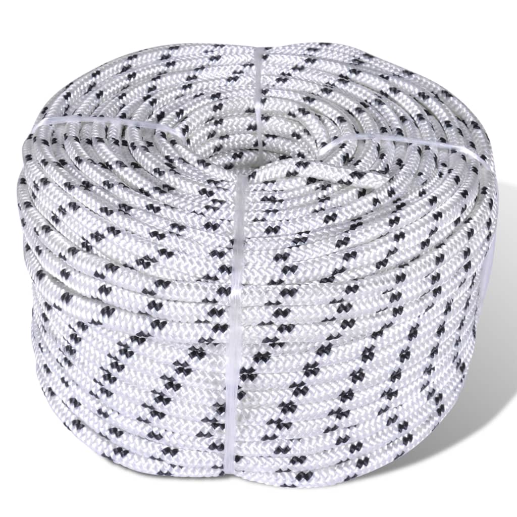 vidaXL Braided Boat Rope Polyester 8 mm 500 m White | SKU: 143792 | Barcode: 8718475705147