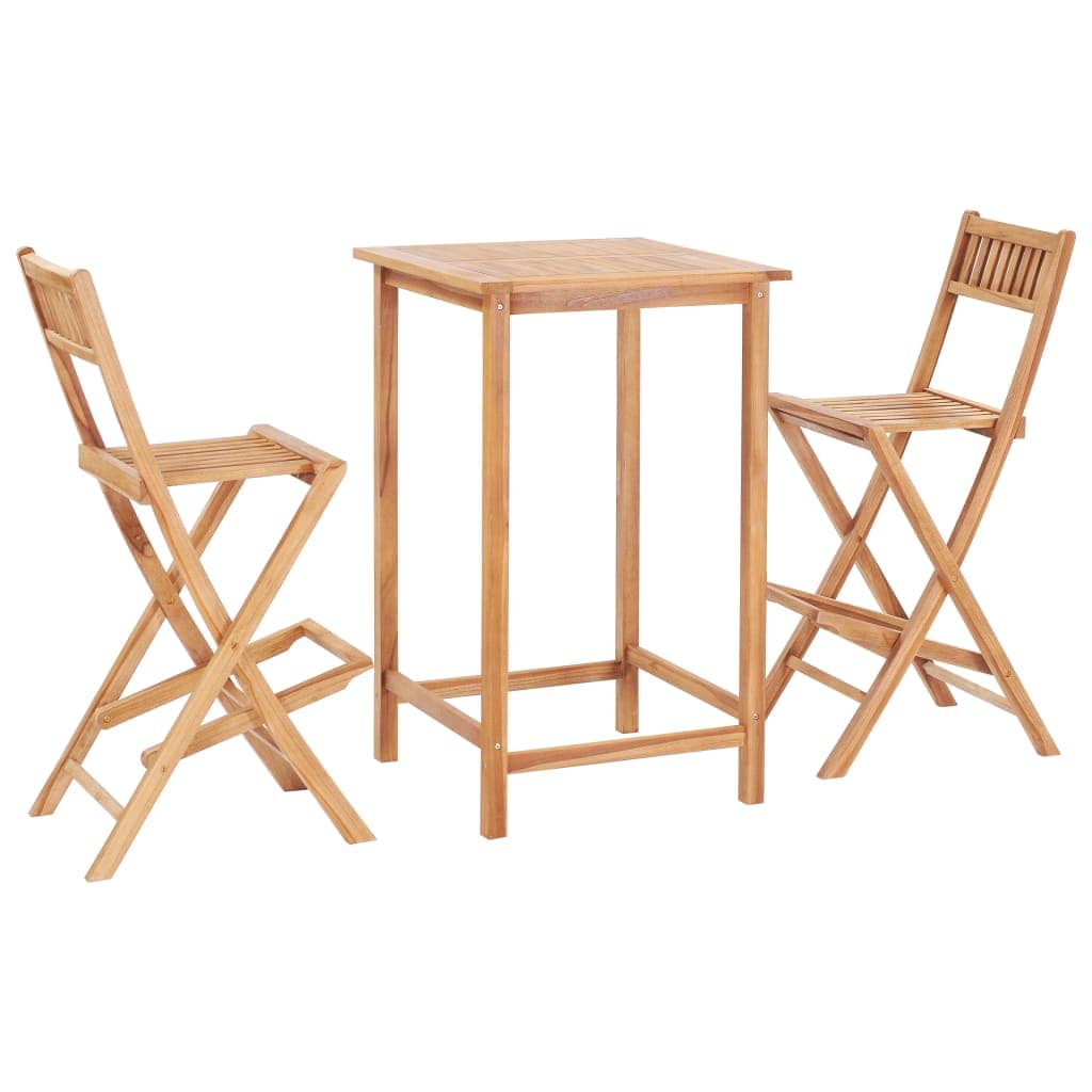 VidaXL 3 Piece Solid Teak Wood Bar Set | SKU: 44671 | UPC: 8718475708018