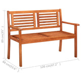 vidaXL 2-Seater Garden Bench 120 cm Solid Eucalyptus Wood | SKU: 44398 | Barcode: 8718475712268