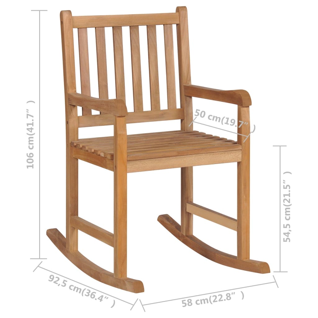 vidaXL Rocking Chair Solid Teak Wood | SKU: 44992 | Barcode: 8718475713975