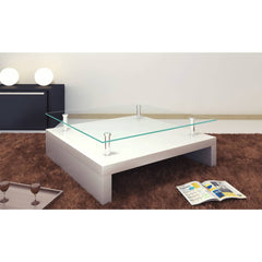 vidaXL Coffee Table With Glass Top White | SKU: 60697 | Barcode: 8718475832966