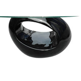 vidaXL Coffee Table With Oval Glass Top High Gloss Black | SKU: 240319 | Barcode: 8718475843085