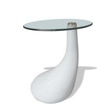 vidaXL Coffee Table With Round Glass Top High Gloss White | SKU: 240320 | Barcode: 8718475843092