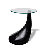vidaXL Coffee Table With Round Glass Top High Gloss Black | SKU: 240321 | Barcode: 8718475843108