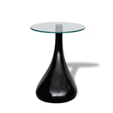 vidaXL Coffee Table With Round Glass Top High Gloss Black | SKU: 240321 | Barcode: 8718475843108