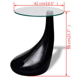 vidaXL Coffee Table With Round Glass Top High Gloss Black | SKU: 240321 | Barcode: 8718475843108