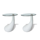 vidaXL Coffee Table 2 pcs With Round Glass Top High Gloss White | SKU: 240322 | Barcode: 8718475843115