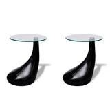 vidaXL Coffee Table 2 pcs With Round Glass Top High Gloss Black | SKU: 240323 | Barcode: 8718475843122