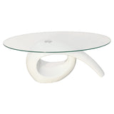vidaXL Coffee Table With Oval Glass Top High Gloss White | SKU: 240431 | Barcode: 8718475852018