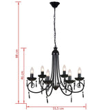 vidaXL Pendant Ceiling Lamp Elegant Chandelier Black 6 Bulb Sockets | SKU: 240689 | Barcode: 8718475862284