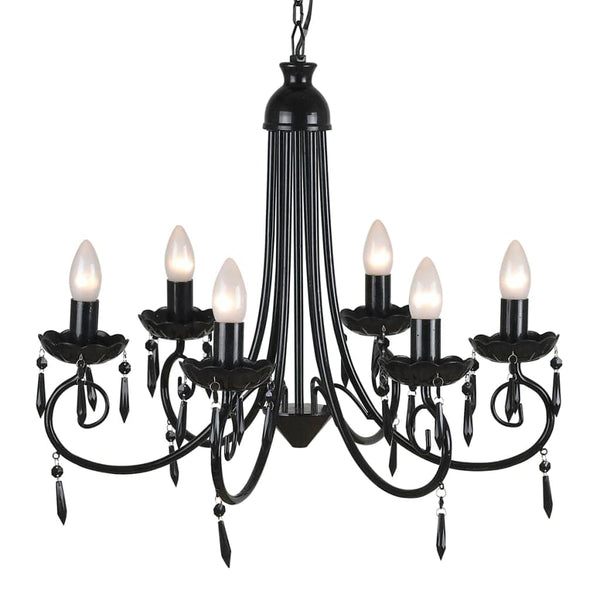 vidaXL Pendant Ceiling Lamp Elegant Chandelier Black 6 Bulb Sockets | SKU: 240689 | Barcode: 8718475862284