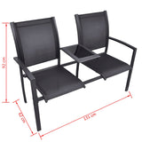 vidaXL 2 Seater Garden Bench 131 cm Steel And Textilene Black | SKU: 40838 | Barcode: 8718475869375