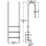vidaXL Pool Ladder 3 Steps Stainless Steel 304 120 cm N1 | SKU: 90502 | Barcode: 8718475871309