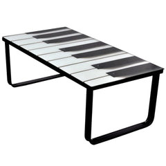 vidaXL Coffee Table With Piano Printing Glass Top | SKU: 241174 | Barcode: 8718475888789