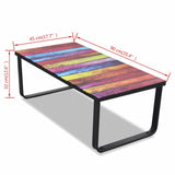 vidaXL Coffee Table With Rainbow Printing Glass Top | SKU: 241175 | Barcode: 8718475888796