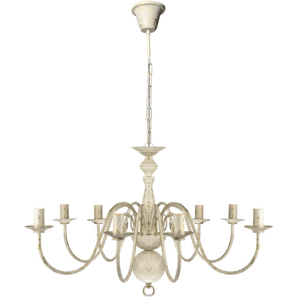vidaXL Antique White Metal Chandelier 8 x E14 Bulbs | SKU: 241383 | Barcode: 8718475891390