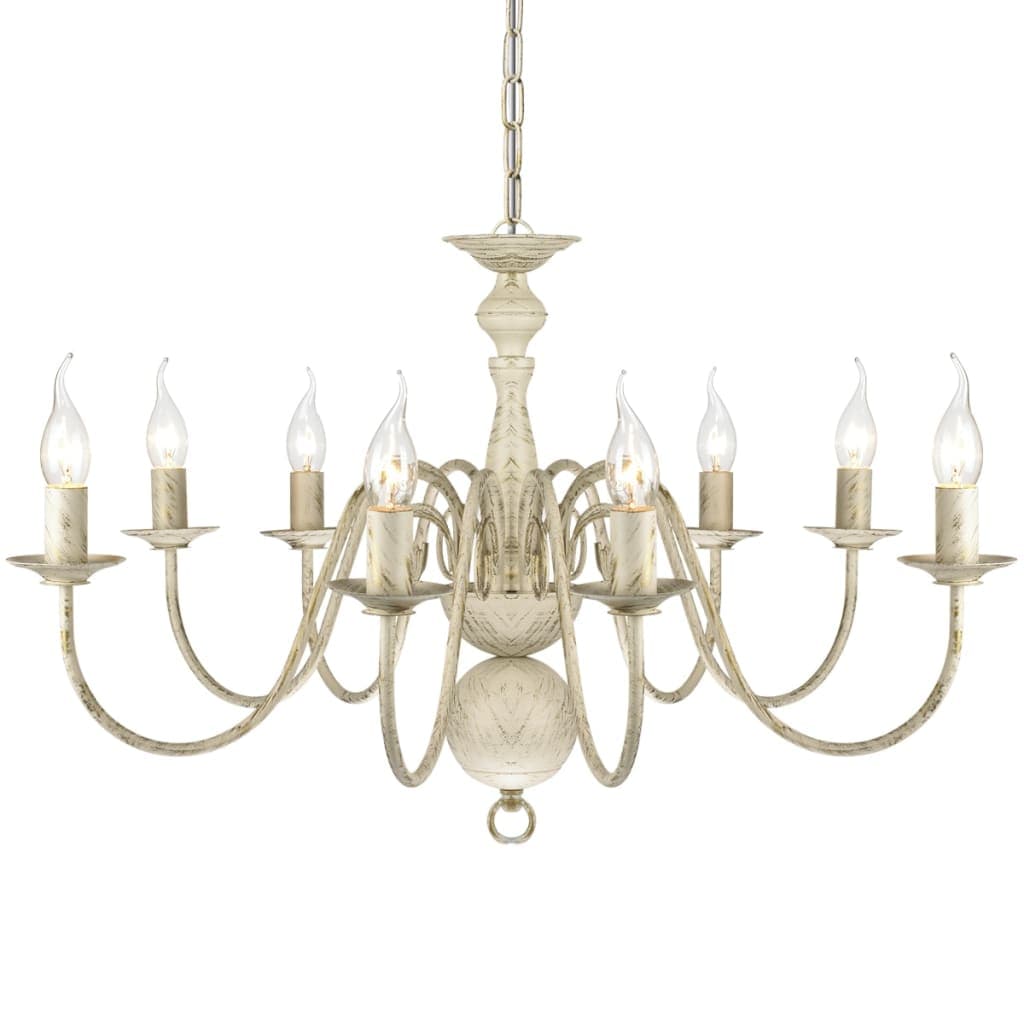 vidaXL Antique White Metal Chandelier 8 x E14 Bulbs | SKU: 241383 | Barcode: 8718475891390