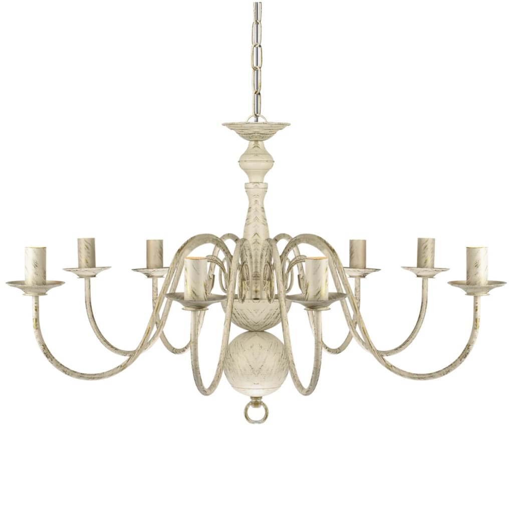 vidaXL Antique White Metal Chandelier 8 x E14 Bulbs | SKU: 241383 | Barcode: 8718475891390