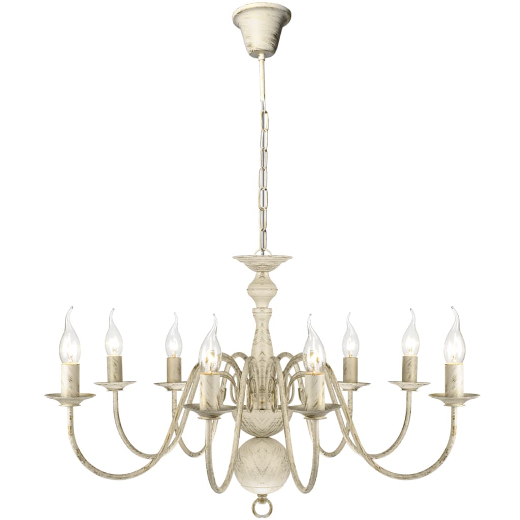 vidaXL Antique White Metal Chandelier 8 x E14 Bulbs | SKU: 241383 | Barcode: 8718475891390