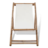 vidaXL Outdoor Deck Chair Bamboo And Canvas | SKU: 41491 | Barcode: 8718475909088