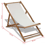 vidaXL Outdoor Deck Chair Bamboo And Canvas | SKU: 41491 | Barcode: 8718475909088