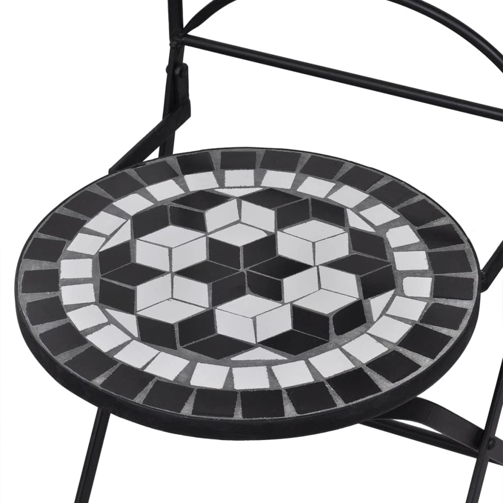 vidaXL Folding Bistro Chairs 2 pcs Ceramic Black And White | SKU: 41533 | Barcode: 8718475910930
