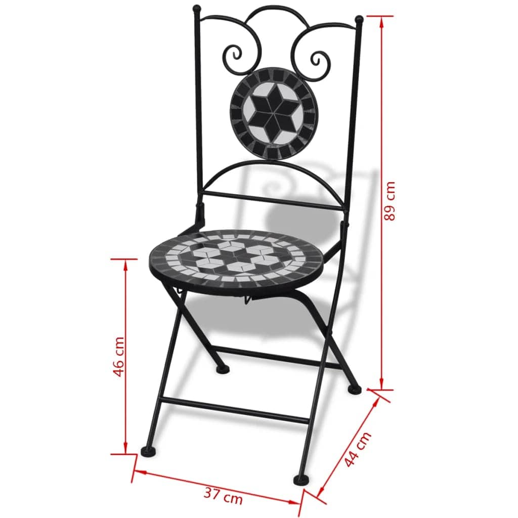 vidaXL Folding Bistro Chairs 2 pcs Ceramic Black And White | SKU: 41533 | Barcode: 8718475910930