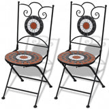 vidaXL Folding Bistro Chairs 2 pcs Ceramic Terracotta And White | SKU: 41535 | Barcode: 8718475910954