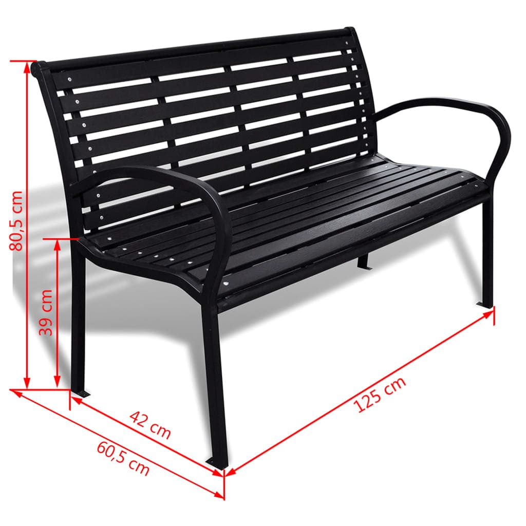 vidaXL Garden Bench 125 cm Steel And WPC Black | SKU: 41556 | Barcode: 8718475911319