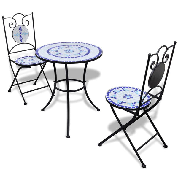 VidaXL 3 Piece Bistro Set Ceramic Tile Blue And White | SKU: 271771 | UPC: 8718475925248