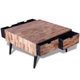 vidaXL Coffee Table With 4 Drawers Reclaimed Teak Wood | SKU: 241708 | Barcode: 8718475931188