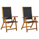 vidaXL Folding Garden Chairs 2 pcs Solid Acacia Wood And Textilene | SKU: 41747 | Barcode: 8718475961901