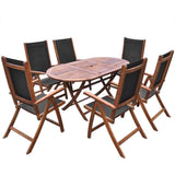 VidaXL 7 Piece Solid Acacia Wood Outdoor Dining Set | SKU: 41748 | UPC: 8718475961918
