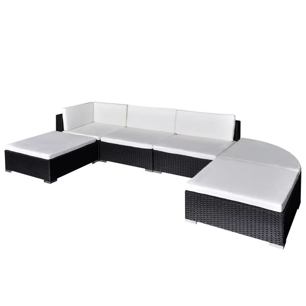 VidaXL Black Poly Rattan 6 Piece Garden Lounge Set With Cushions | SKU: 41870 | UPC: 8718475963271