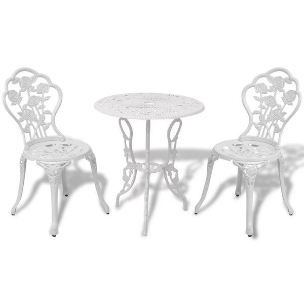 VidaXL White Cast Aluminium 3 Piece Bistro Set | SKU: 42165 | UPC: 8718475973065
