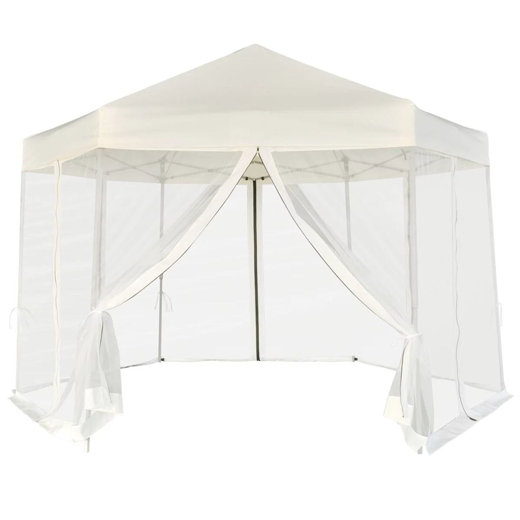 VidaXL Cream White Hexagonal Pop Up Marquee With 6 Sidewalls 3.6x3.1m | SKU: 42109 | UPC: 8718475973652 | Weight: 17.72kg