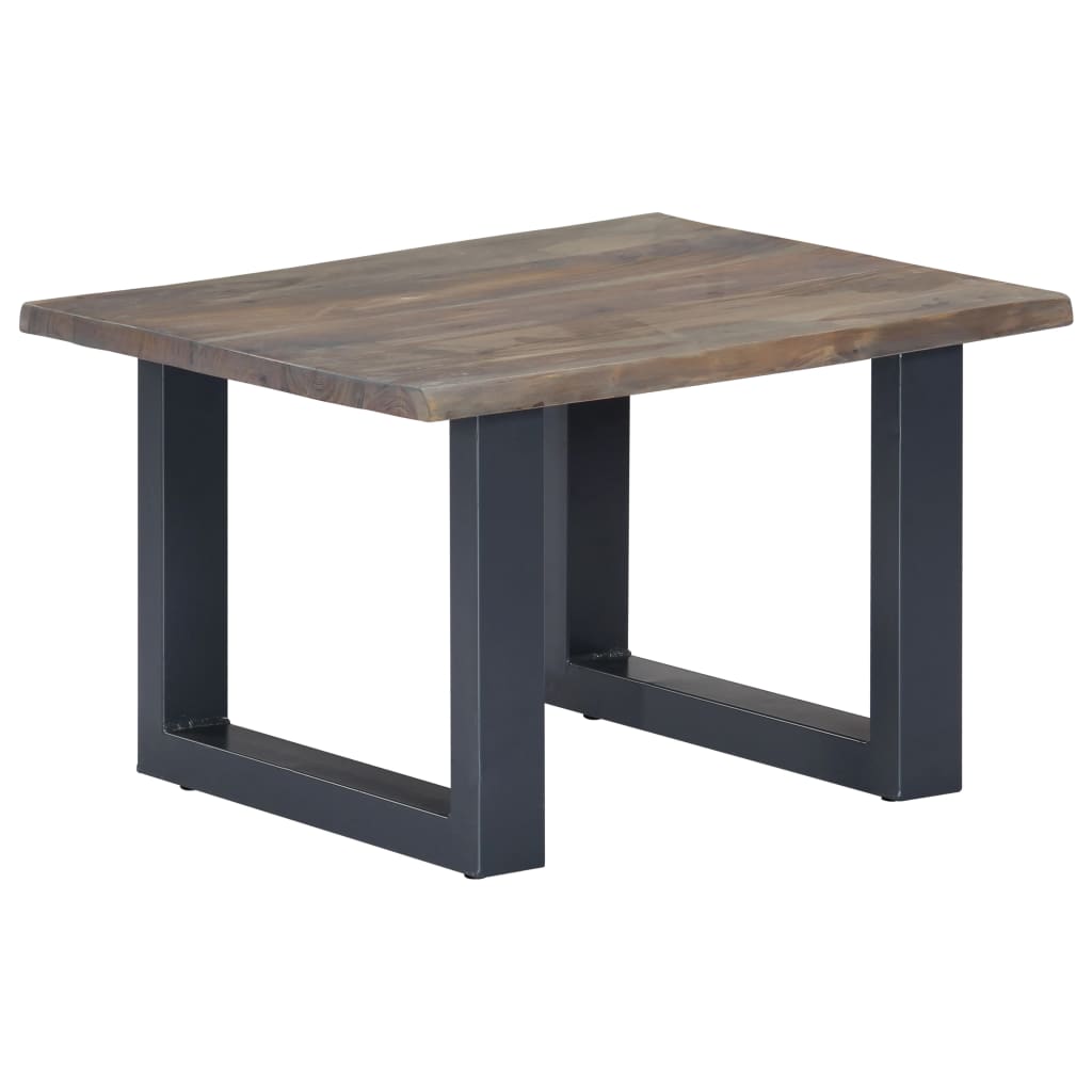 vidaXL Coffee Table With Live Edges Grey 60x60x40 cm Solid Acacia Wood | SKU: 247827 | Barcode: 8719883550091