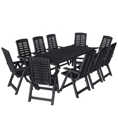 VidaXL Plastic 11 Piece Outdoor Dining Set In Anthracite Colour | SKU: 276182 | UPC: 8719883564098