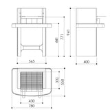 Dimensions Of VidaXL Concrete Charcoal BBQ Stand With Shelf | SKU: 45645 | UPC: 8719883564210