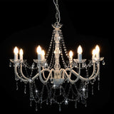 vidaXL Chandelier With Beads White 8 x E14 Bulbs | SKU: 281604 | Barcode: 8719883573274