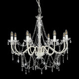 vidaXL Chandelier With Beads White 8 x E14 Bulbs | SKU: 281604 | Barcode: 8719883573274